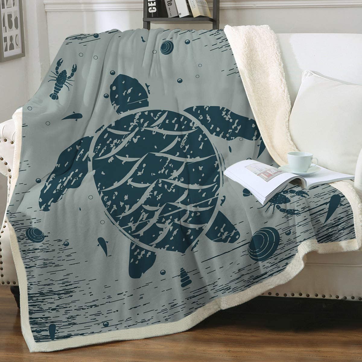 Sea Turtle Treasure Soft Sherpa Blanket