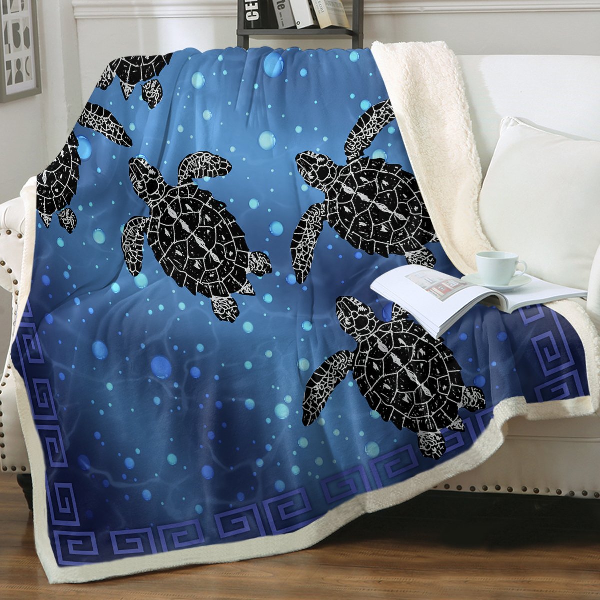 Sea Turtle Voyage Soft Sherpa Blanket