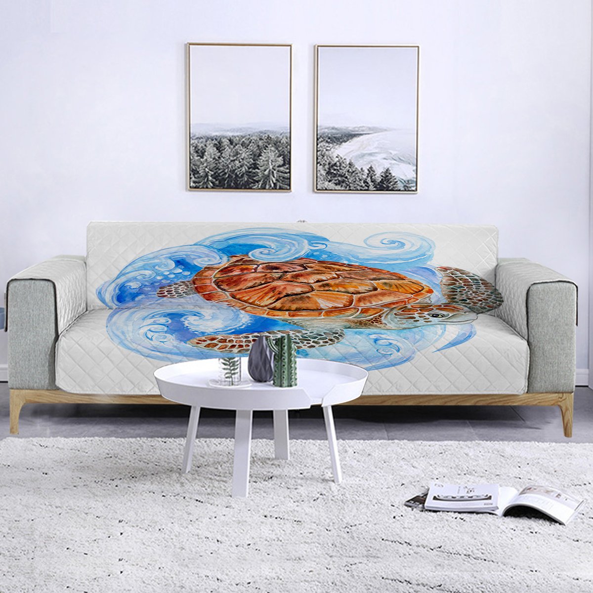Sea Turtle Waves Sofa Cover
