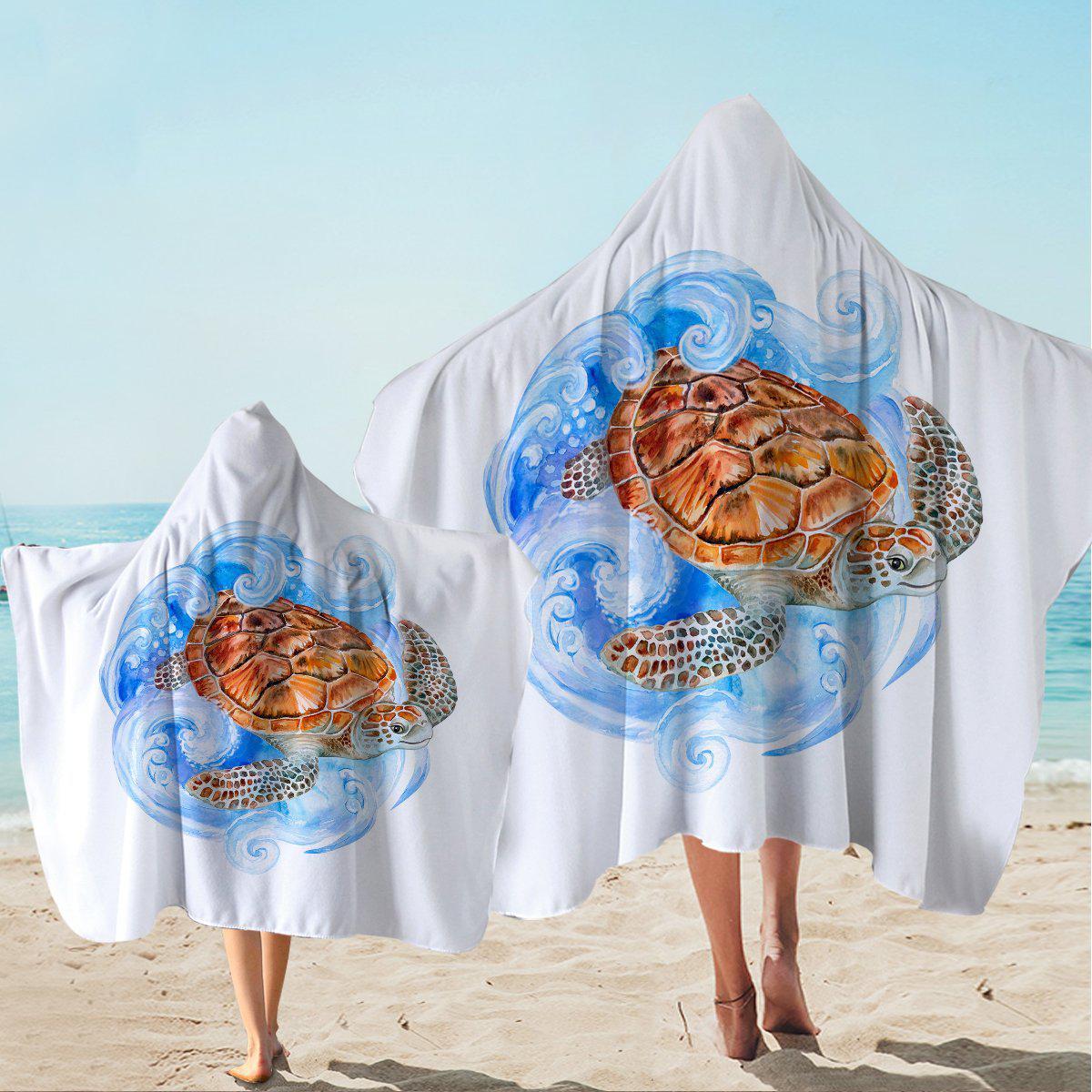 Sea Turtle Waves Hooded Towel