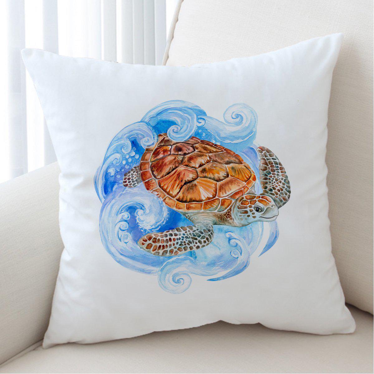 Sea Turtle Waves Pillow Cover