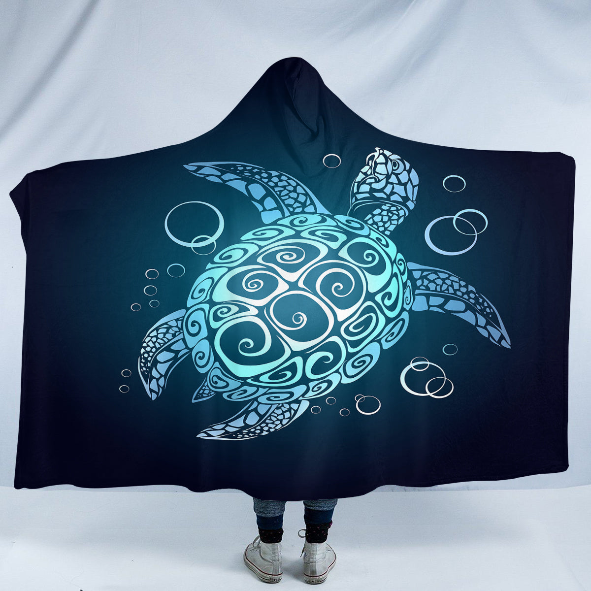 Black Turtle Twist Cozy Hooded Blanket