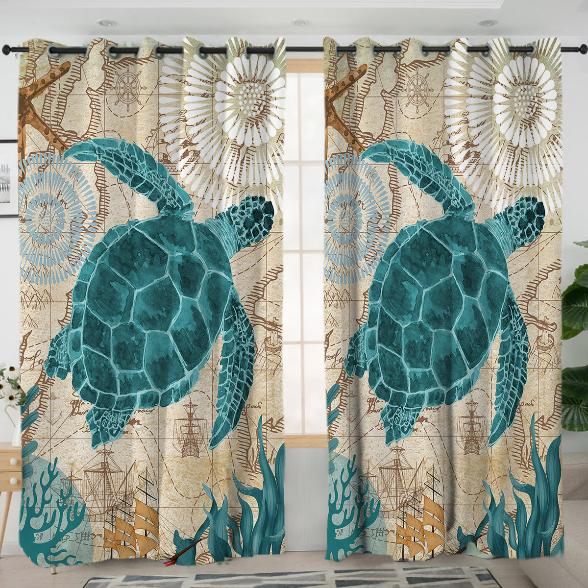 Sea Turtle Love Curtains