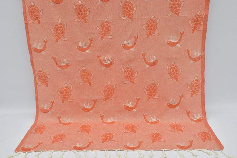 Sea Turtles and Dolphins 100% Cotton Original Turkish Towels