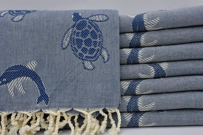 Sea Turtles and Dolphins 100% Cotton Original Turkish Towels