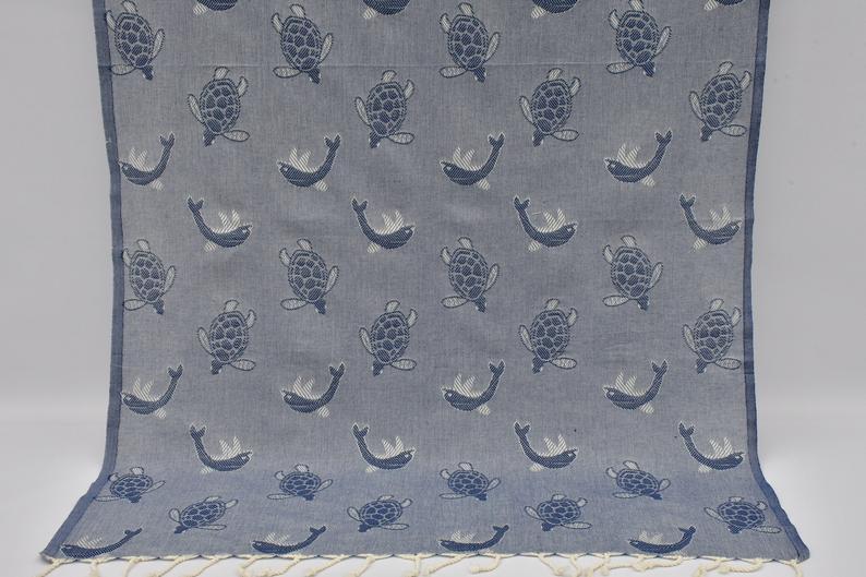 Sea Turtles and Dolphins 100% Cotton Original Turkish Towels