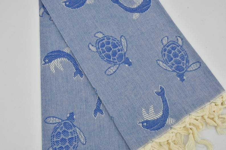 Sea Turtles and Dolphins 100% Cotton Original Turkish Towels