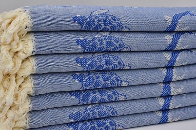 Sea Turtles and Dolphins 100% Cotton Original Turkish Towels