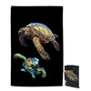 Sea Turtles in Black Sand Free Towel