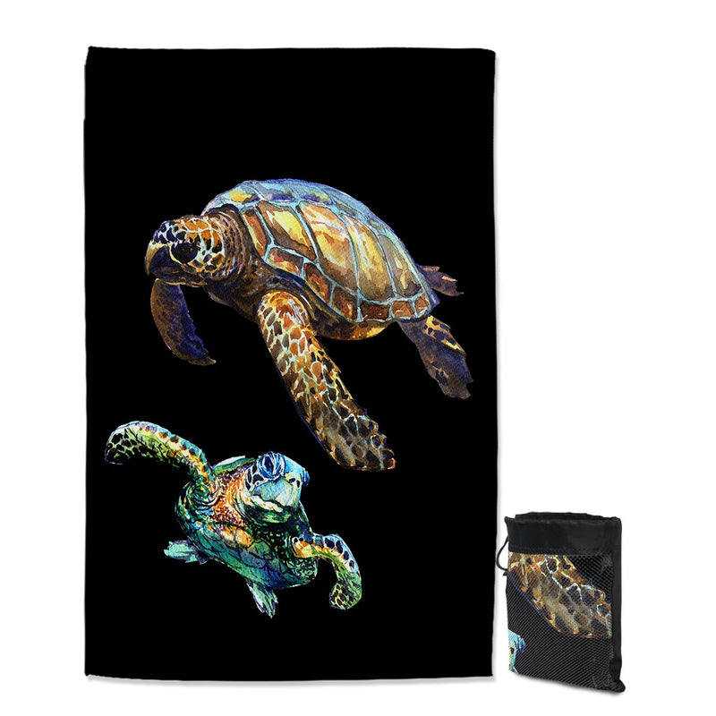Sea Turtles in Black Sand Free Towel