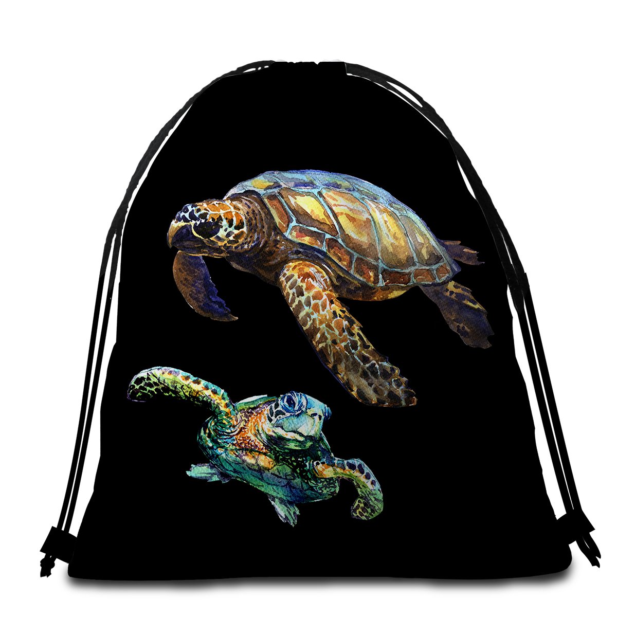 Sea Turtles in Black Towel + Backpack