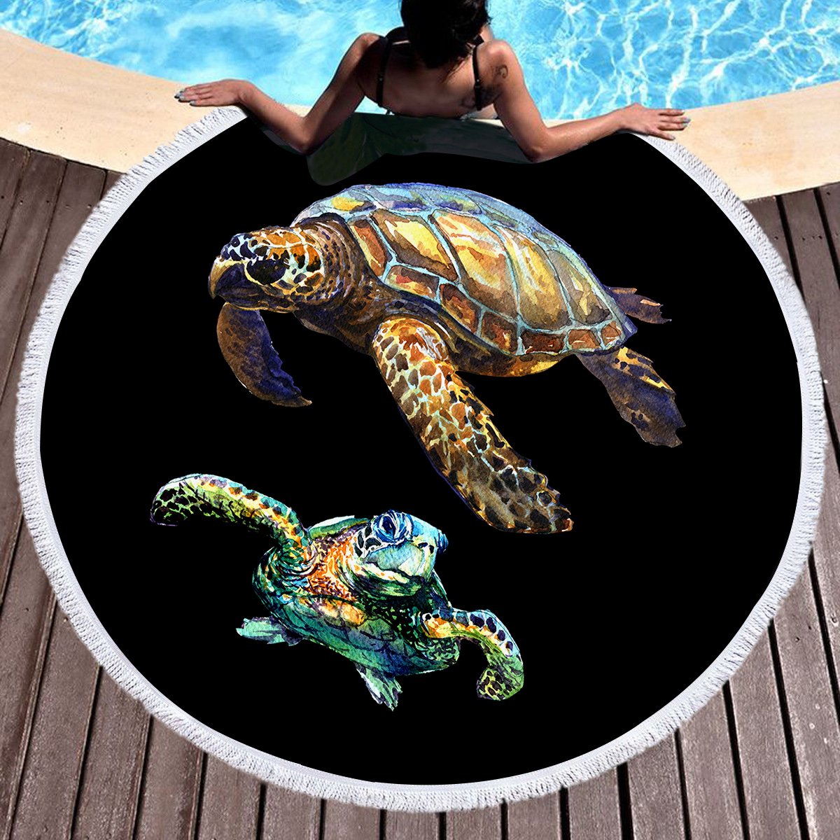 Sea Turtles in Black Towel + Backpack