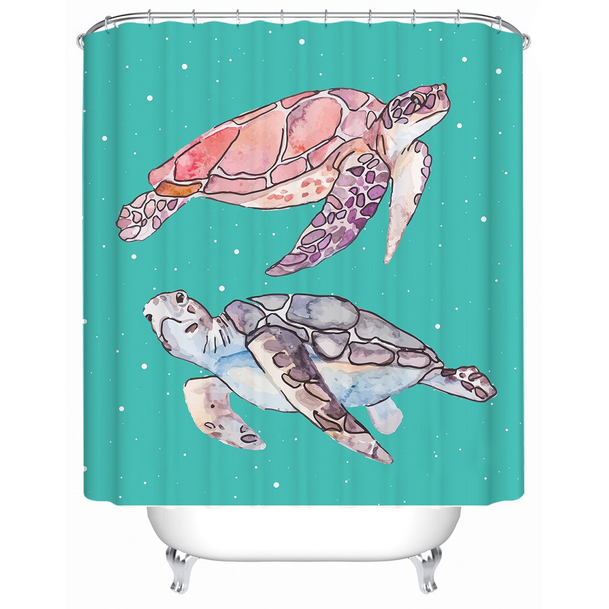 Sea Turtles in Green Shower Curtain
