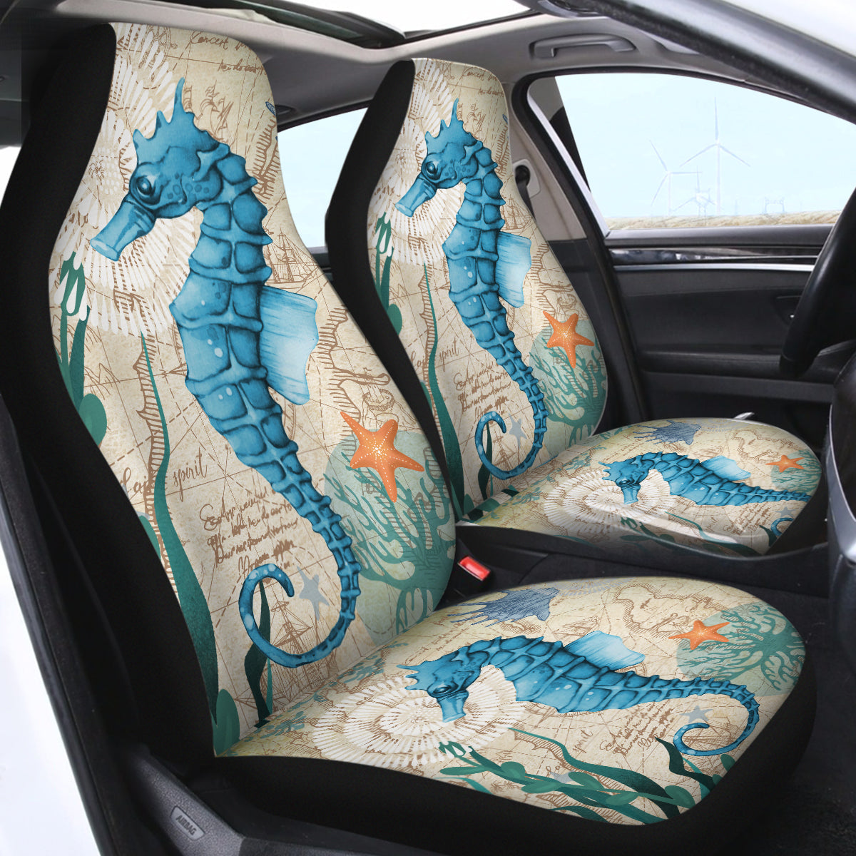 Seahorse Love Car Seat Cover