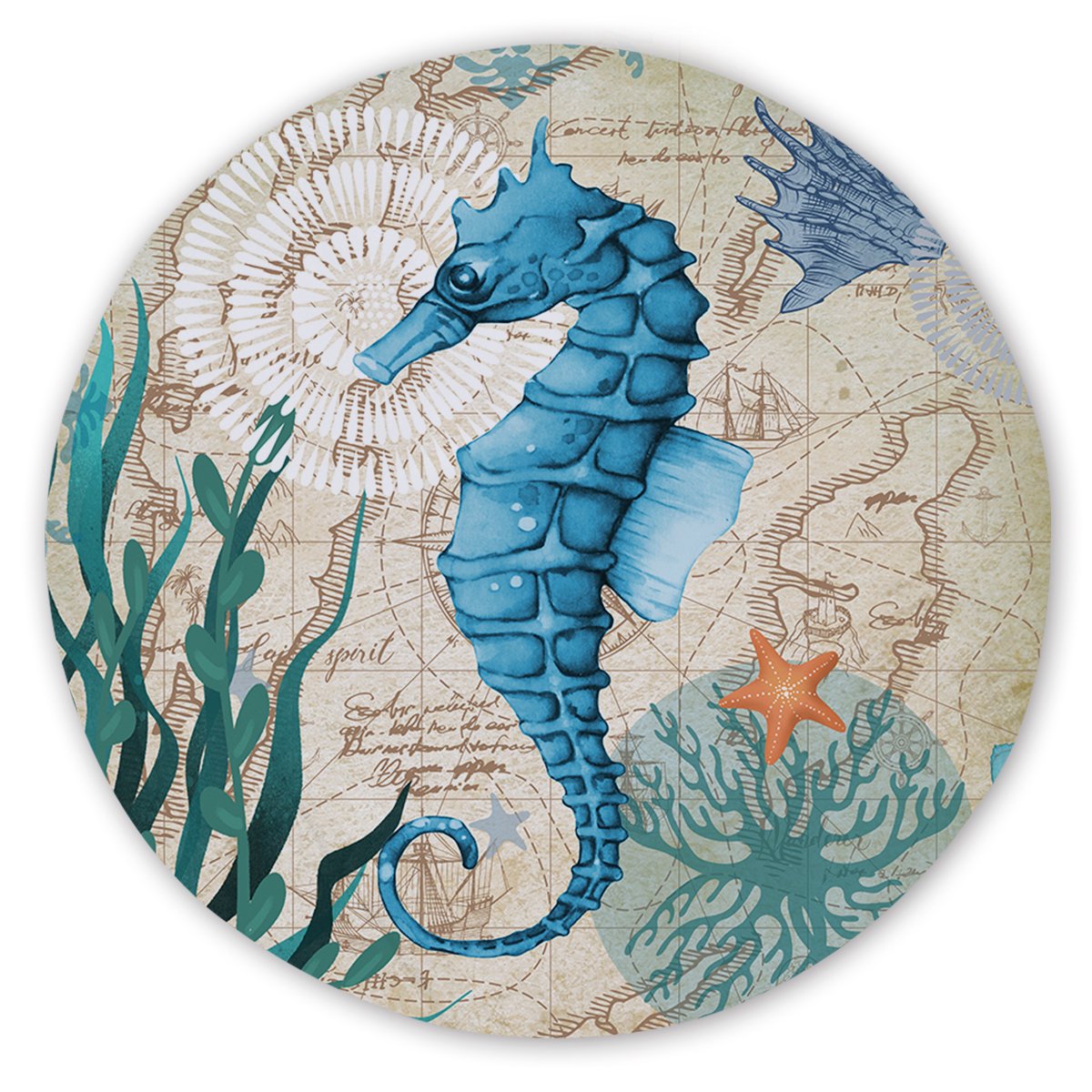 Seahorse Love Round Sand-Free Towel