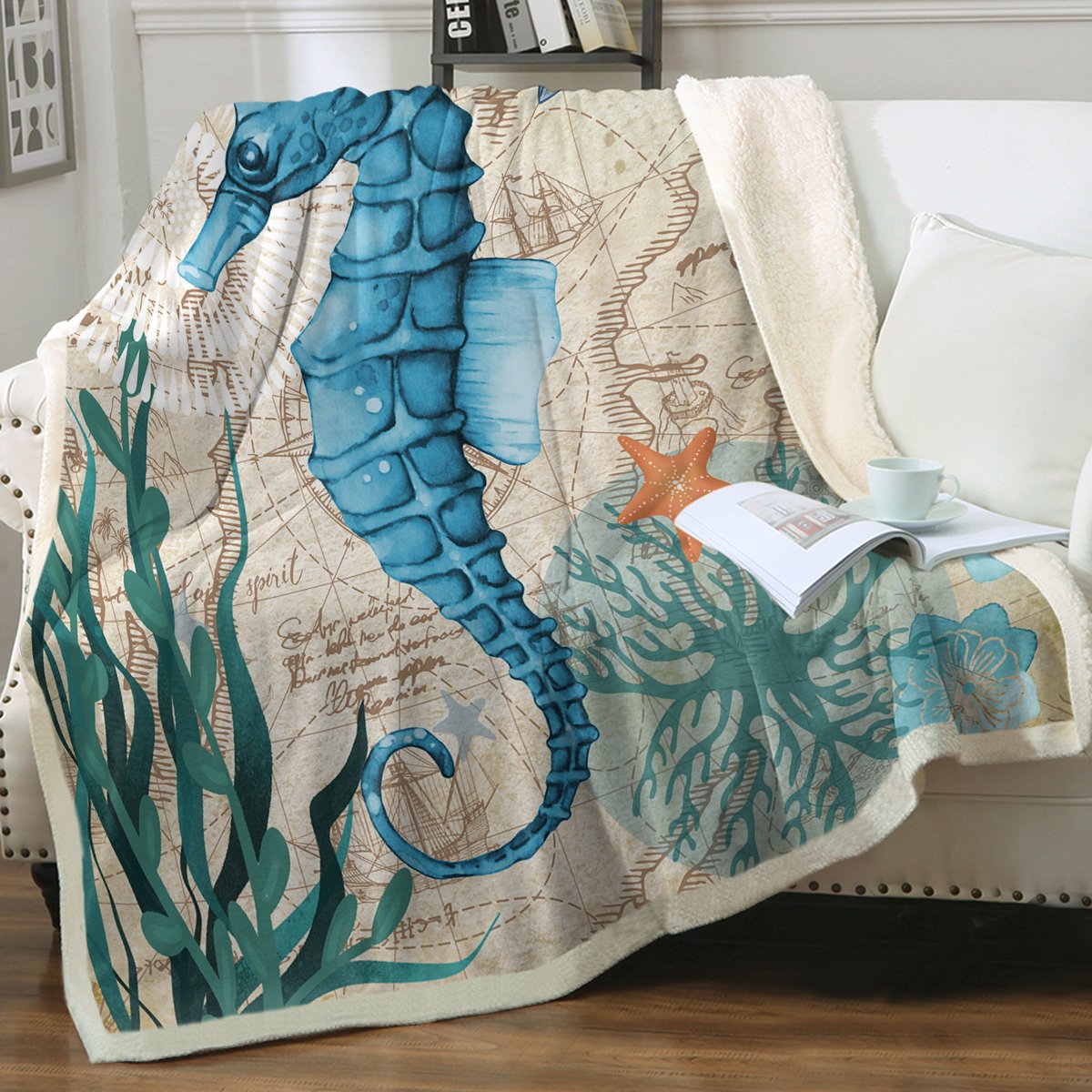 Seahorse Love Soft Sherpa Blanket
