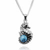 Seahorse Necklace with Larimar and Black Spinel - Miami