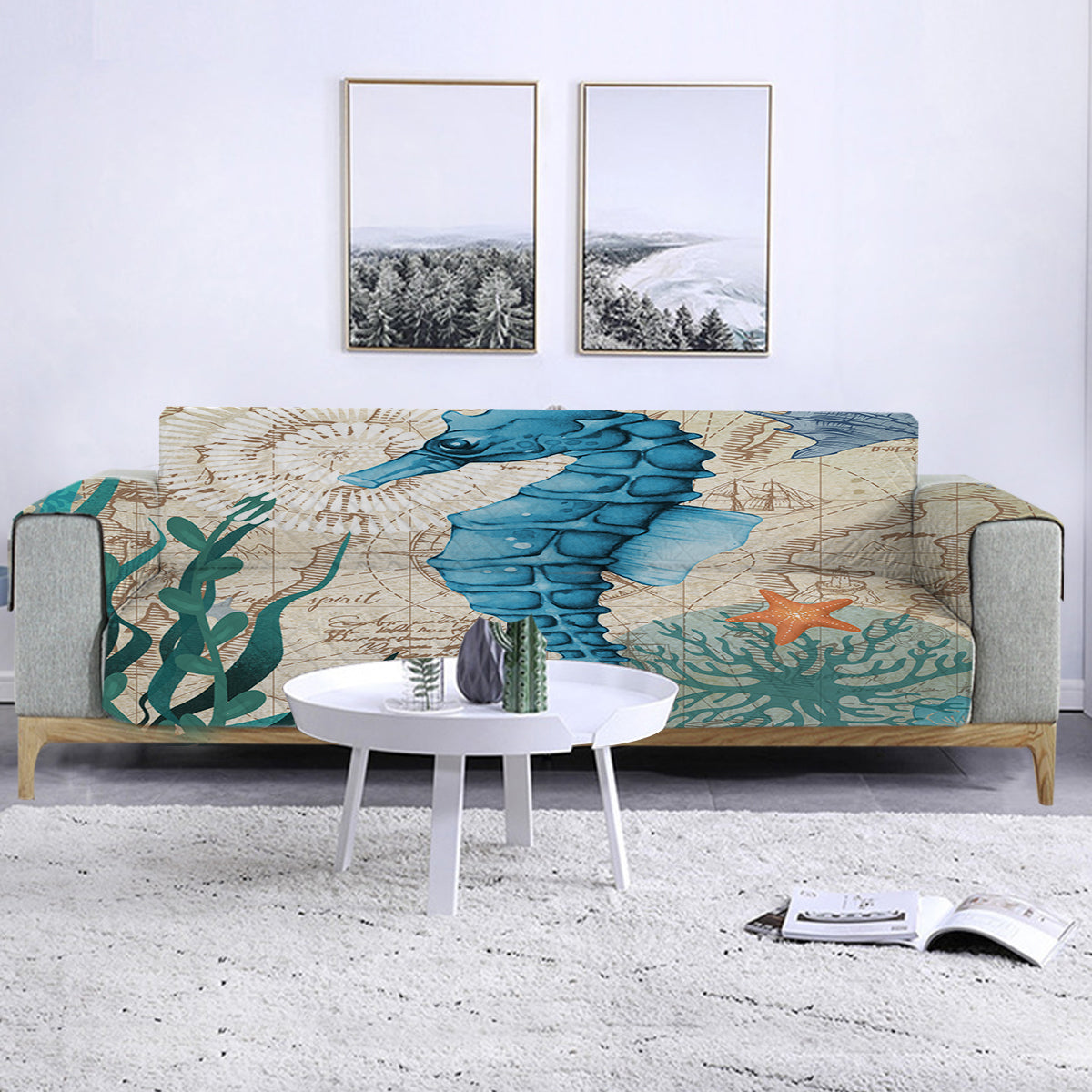 Seahorse Love Sofa Cover