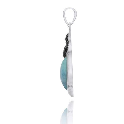 Seashell Necklace with Larimar and Black Spinel - Miami