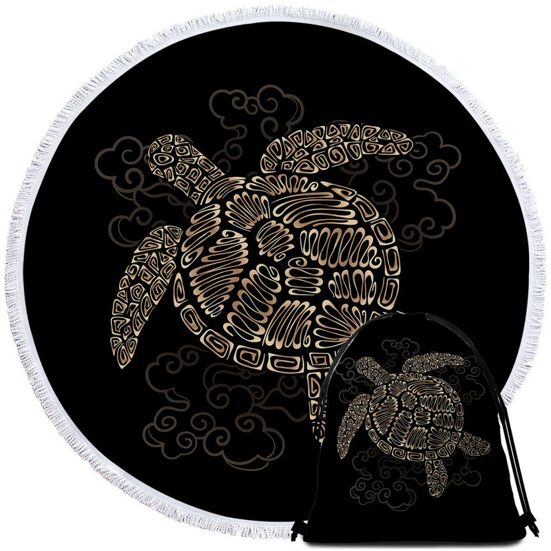 Shelly the Sea Turtle Round Beach Towel