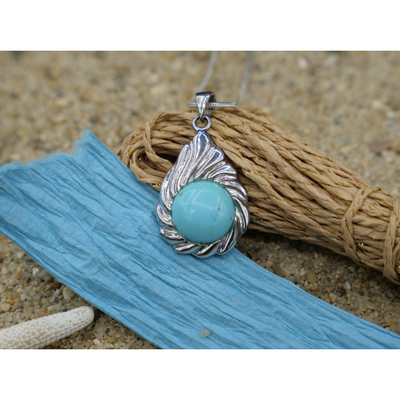 Silver Pendant with Natural Turquoise - Only One Created