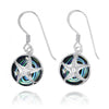 Silver Starfish with Crystal on Abalone Shell French Wire Earrings