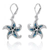 Starfish Lever Back Earrings with Abalone Shell and White CZ