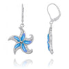 Starfish Lever Back Earrings with Blue Opal and White CZ