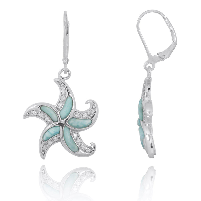 Starfish Earrings with Larimar
