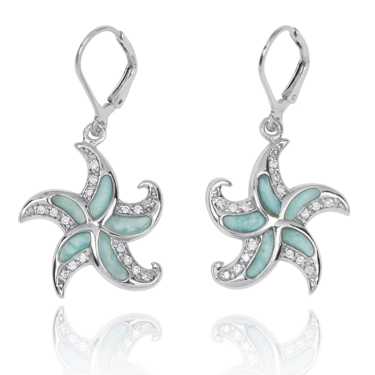 Starfish Earrings with Larimar