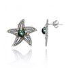Starfish Stud Earrings with Abalone Shell and Marcasite