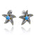 Starfish Stud Earrings with Blue Opal and Marcasite