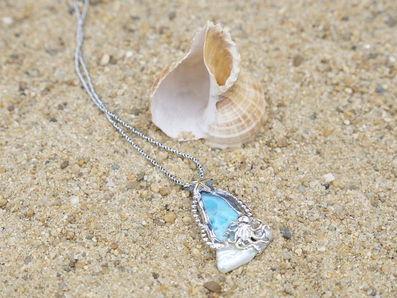 Starfish with Octopus Beach Pendant - Only One Piece Created