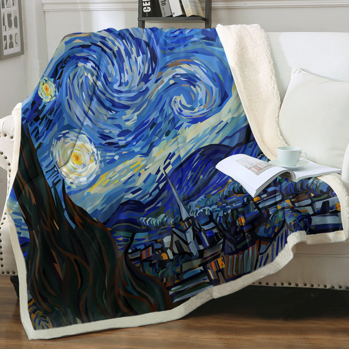 Van Gogh Starry Night Soft Sherpa Blanket
