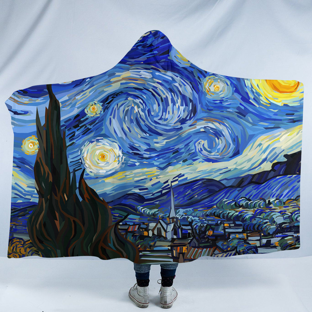 Van Gogh&#39;s Starry Night Cozy Hooded Blanket