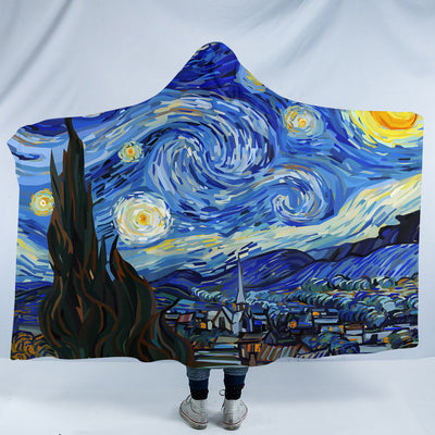 Van Gogh's Starry Night Cozy Hooded Blanket