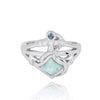 Sterling Silver Anchor Ring with Larimar, London Blue Topaz and White CZ