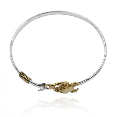 Sterling Silver Bangle with 18k Gold Crab