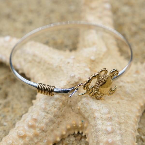 Sterling Silver Bangle with 18k Gold Crab