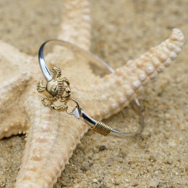 Sterling Silver Bangle with 18k Gold Crab