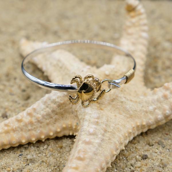 Sterling Silver Bangle with 18k Gold Crab