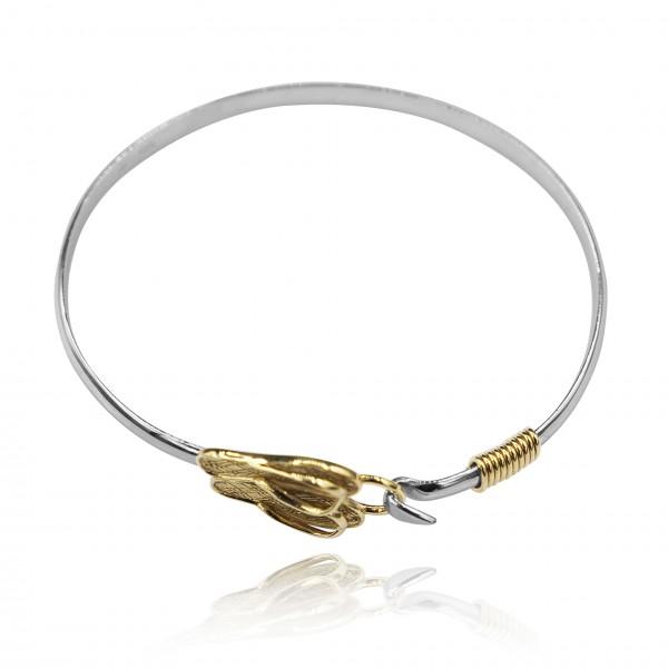 Sterling Silver Bangle with 18k Gold Flip Flops