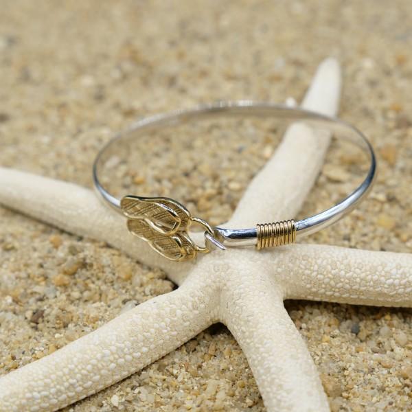 Sterling Silver Bangle with 18k Gold Flip Flops