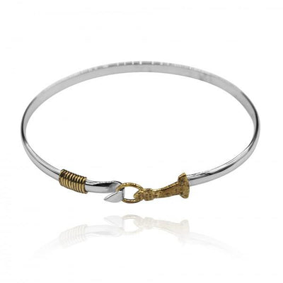 Sterling Silver Bangle with 18k Gold Lighthouse