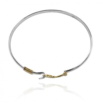 Sterling Silver Bangle with 18k Gold Lighthouse