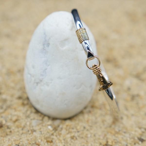 Sterling Silver Bangle with 18k Gold Lighthouse