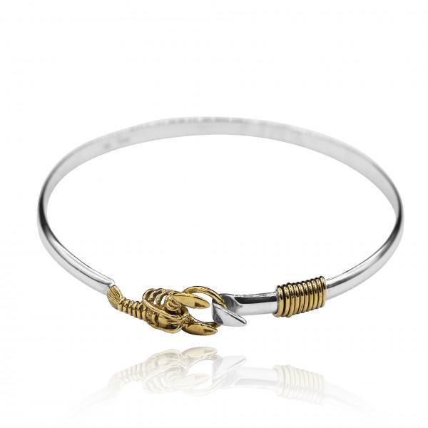 Sterling Silver Bangle with 18k Gold Lobster