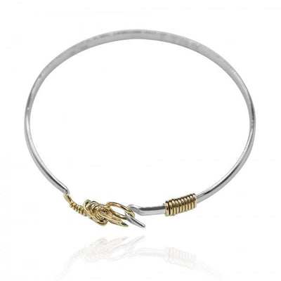 Sterling Silver Bangle with 18k Gold Lobster