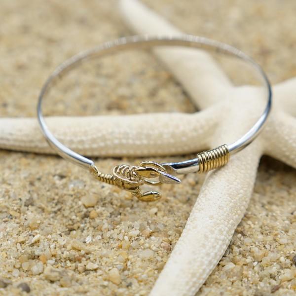 Sterling Silver Bangle with 18k Gold Lobster
