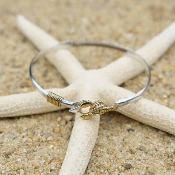 Sterling Silver Bangle with 18k Gold Lobster